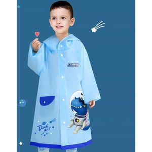 Smally Cartoon Children Raincoat EVA Waterproof Student Split Poncho  Size: L(Glacial Blue)