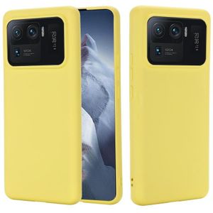 For Xiaomi Mi 11 Ultra Solid Color Liquid Silicone Dropproof Full Coverage Protective Case(Yellow)