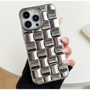 Voor iPhone 13 Pro Max 3D Cube Weave Texture Electroplating Phone Case (Zilver)