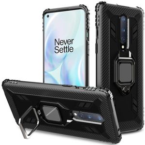 For OnePlus 7T Pro / 7 Pro Carbon Fiber Protective Case with 360 Degree Rotating Ring Holder(Black)