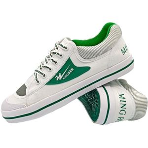 MINGREN Student Canvas Shoes Casual Antiskid Retro Sneakers  Size: 33(White Green)