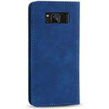 For Samsung Galaxy S8 Skin-feel Calfskin Texture Magnetic Dual-Fold Horizontal Flip Leather Case with Holder & Card Slots & Wallet(Blue)