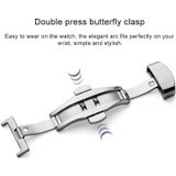 Watch Leather Wrist Strap Butterfly Buckle 316 Stainless Steel Double Snap  Size: 18mm (Rose Gold)