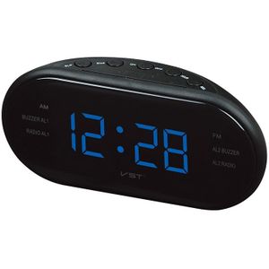 Ovale radio LED digitale wekker (blauw)