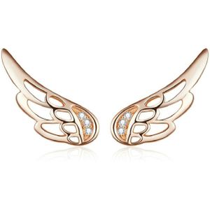 Sterling Silver Wing Earrings Simple S925 Silver Stud Earrings  Color:Rose Gold