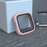 For Fitbit Versa 2 Fuel injection Frosted PC Shell + Tempered Glass Film(Pink)