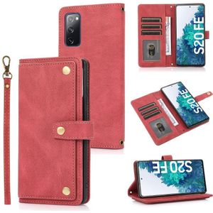 For Samsung Galaxy S20 FE PU + TPU Horizontal Flip Leather Case with Holder & Card Slot & Wallet & Lanyard(Wine Red)