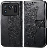 For Xiaomi Mi 11 Ultra Butterfly Love Flowers Embossed Horizontal Flip Leather Case with Holder & Card Slots & Wallet & Lanyard(Black)