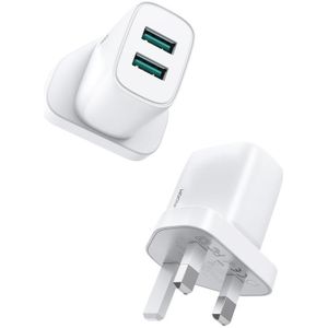 JOYROOM L-2A101 2.1A 10.5W Dual Ports Mini Fast Charger  Plug Type:UK Plug(White)