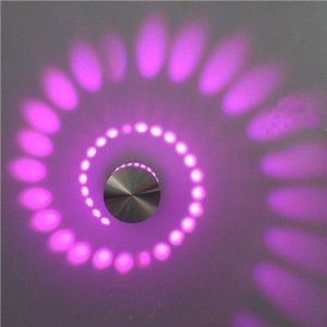 3W Modern Interior Creative Spiral Round Wall Lamp for Club  KTV  Corridor  Aisle  Background Wall Decoration Lamp Wall Mounted(Purple Light)