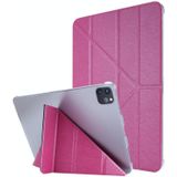 Silk Texture Horizontal Deformation Flip Leather Case with Holder For iPad Pro 11 2021(Rose Red)