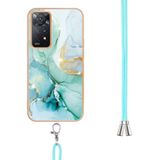 Voor Xiaomi Redmi Note 11 Pro 5G / 4G Global Electroplating Marble IMD TPU Telefoonhoesje met Lanyard (Green 003)