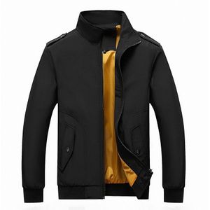Solid Color Collage Long Sleeve Stand Collar Men Jacket (Color:Black Size:5XL)