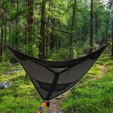 2.8m Family Outdoor Portable Aerial Tent Multi-person Camping Triangle Hammock(Black )