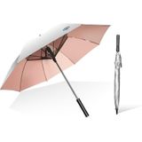 9033 Sun and Rain Dual-purpose Umbrella Multi-function Fan Titanium Silver Glue Sunscreen and UV Protection Long Handle Umbrella(Pink)