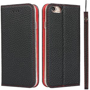 Litchi Texture Horizontal Flip Top Layer Cowhide Leather Case with Holder & Card Slots & Wallet & Strap & Wire Winder For iPhone 7 / 8 / SE 2020(Black)