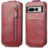 Voor Google Pixel 7 Pro Zipper Wallet Vertical Flip Leather Phone Case (Rood)
