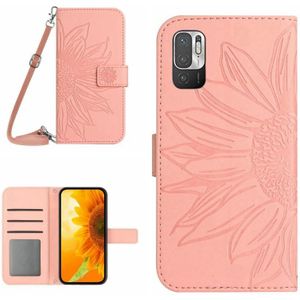 Voor Xiaomi Redmi Note 10 5G/Note 10T 5G/Poco M3 Pro Skin Feel Sun Flower Pattern Flip Leather Phone Case met Lanyard