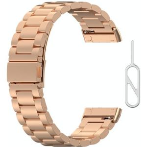 For Fitbit Versa 3 / Fitbit Sense Three Strains Of Stainless Steel Strap with Disassembly Tools(Rose Gold)