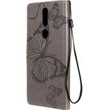 For Nokia 2.4 3D Butterflies Embossing Pattern Horizontal Flip Leather Case with Holder & Card Slot & Wallet(Grey)