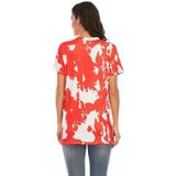 Zwangerschap Gedrukt Ronde Hals T-shirt met korte mouwen (Kleur: Rood Maat: L)