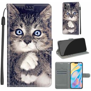Voltage Colored Drawing Magnetic Clasp Horizontal Flip PU Leather Case with Holder & Card Slots For iPhone 11 Pro Max(C02 Fork Hand White Claw Cat)
