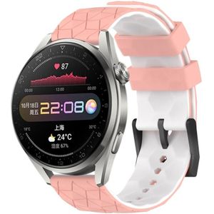 Voor Huawei Watch 3 Pro 22 mm voetbalpatroon tweekleurige siliconen horlogeband (roze + wit)