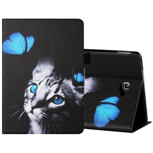 For Samsung Galaxy Tab A 10.1 T580/T585 (2016) Colored Drawing Horizontal Flip Leather Case with Holder & Card Slots & Sleep / Wake-up Function(Butterfly Cat)