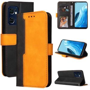 For OPPO Find X5 Lite/Reno7 5G(Global) Stitching-Color Horizontal Flip Leather Case(Orange)