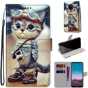 For Nokia 5.4 Coloured Drawing Cross Texture Horizontal Flip PU Leather Case with Holder & Card Slots & Wallet & Lanyard(Leather Shoes Cat)