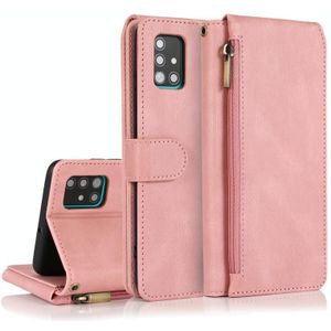 For Samsung Galaxy A51 Skin-feel Crazy Horse Texture Zipper Wallet Bag Horizontal Flip Leather Case with Holder & Card Slots & Wallet & Lanyard(Rose Gold)