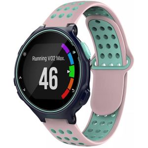 Voor Garmin Forerunner 735/735XT tweekleurige geperforeerde ademende siliconen horlogeband (roze + groenblauw)