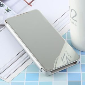 PU Electroplating Mirror Horizontal Flip Leather Case for Galaxy S10  with Holder (Silver)