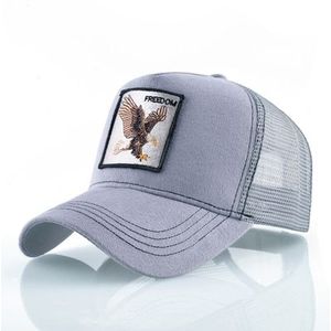 Cotton Embroidered Animal Baseball Cap(Gray Eagle)