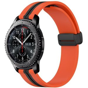 Voor Samsung Gear S3 Frontier 22 mm opvouwbare magnetische sluiting siliconen horlogeband (oranje + zwart)