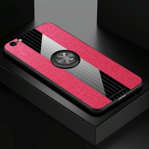 Voor iPhone 6/6s XINLI stiksels doek Textue schokbestendig TPU beschermhoes met ring houder (rood)