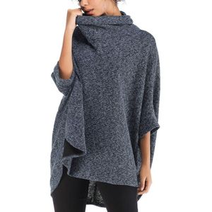 Long Hooded Bat Sleeves Top Sweater (Color:Blue Size:One Size)