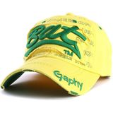 Embroidery Letter Pattern Adjustable Curved Eaves Baseball Cap  Head Circumference: 54-62cm(yellow green)