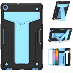 For Samsung Galaxy Tab A8.4 (2020) T307 T-shaped Bracket Contrast Color Shockproof PC + Silicone Flat Protective Case(Black+Blue)