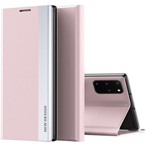 For Samsung Galaxxy A32 4G Side Electroplated Magnetic Ultra-Thin Horizontal Flip Leather Case with Holder(Pink)