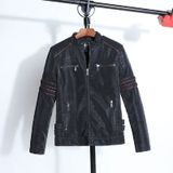 Men Casual Leather Jacket Coat (Color:Black Size:XL)