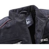Men Casual Leather Jacket Coat (Color:Black Size:XL)
