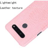 Voor LG K41S schokbestendige krokodiltextuur PC + PU Case(roze)