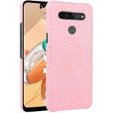 Voor LG K41S schokbestendige krokodiltextuur PC + PU Case(roze)