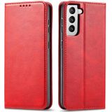Voor Samsung Galaxy S21 + 5G Kalf Textuur Magnetische Horizontale Flip Lederen Hoesje met houder & kaart slots &portemonnee (rood)