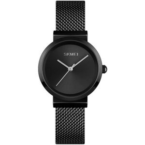 Skmei 1595 Fashion Elegant Scale Free Steel Mesh Belt Women's Watch Waterproof Business Student Quartz Watch Female(Black)