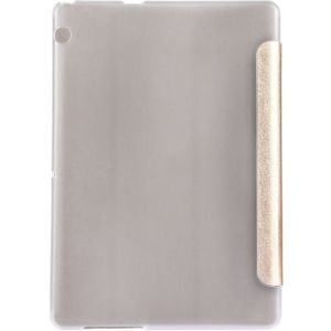 For Huawei  MediaPad T3 10 9.6 inch Silk Texture Horizontal Flip Leather Case with 3-folding Holder(Gold)