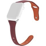 Universal T-shaped Thin Reverse Buckle Leather Watch Strap For Apple Watch Series 6 & SE & 5 & 4 44mm / 3 & 2 & 1 42mm(Coffee)