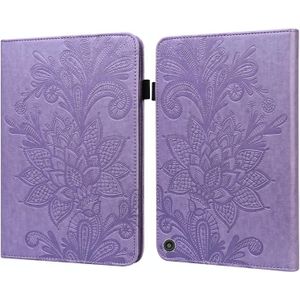 For Amazon Kindle Fire HD 10 2021 / HD 10 Plus 2021 Lace Flower Embossing Pattern Horizontal Flip Leather Case with Holder & Card Slots & Wallet & Photo Frame(Purple)