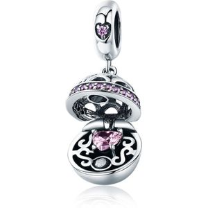 S925 Sterling Silver Love Surprise Pendant DIY Bracelet Necklace Accessories(Pink)